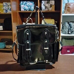 H! by Henry Holland Black Patent Faux Leather Shoulder Bag